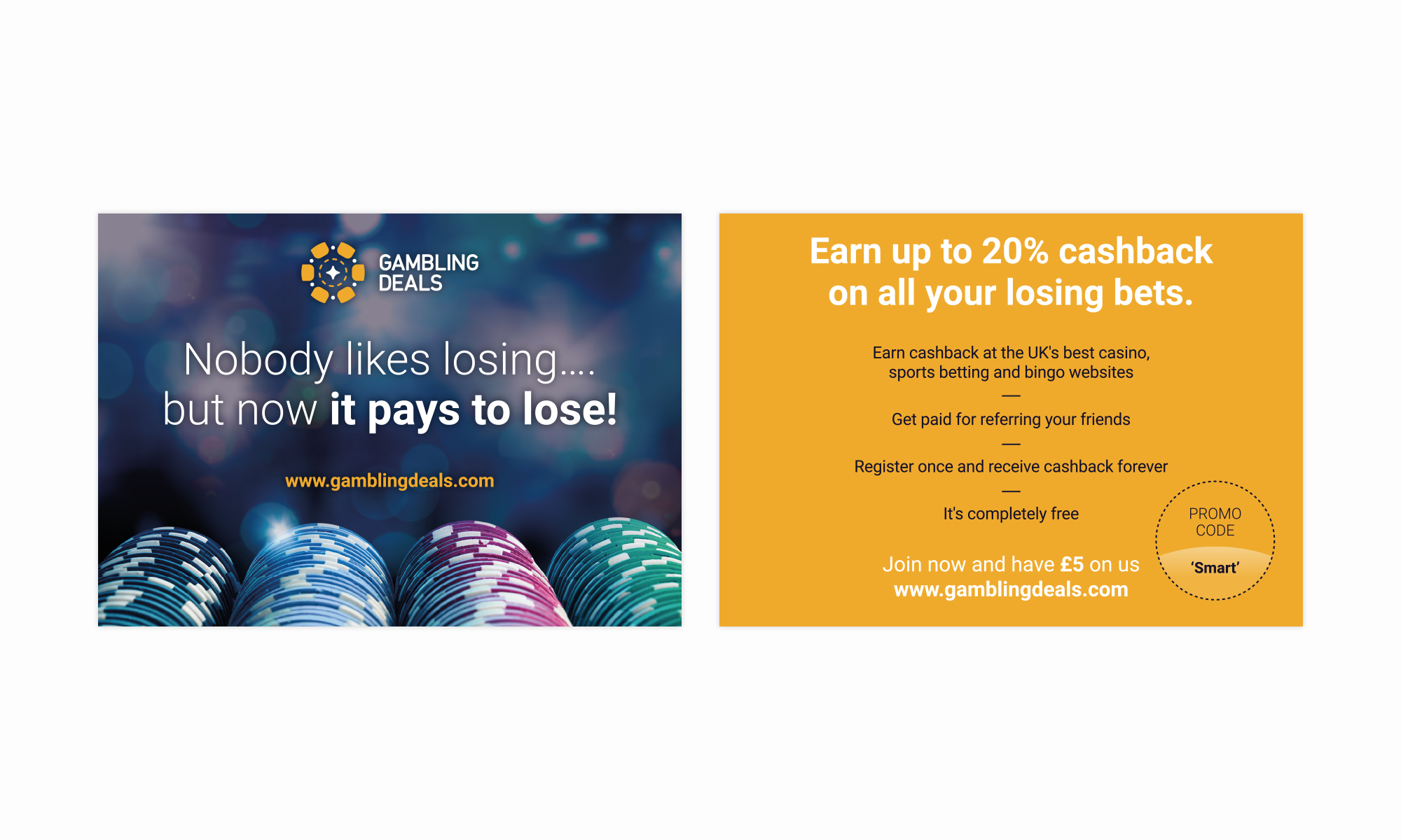 Gambling Deals promotional collateral design