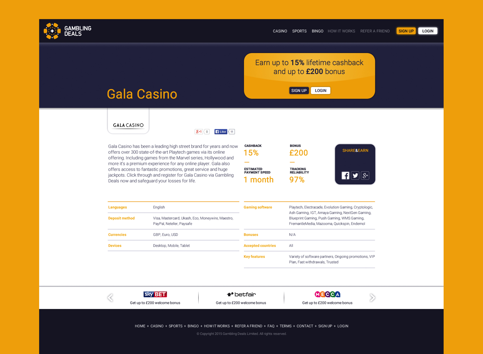 Gambling Deals website design